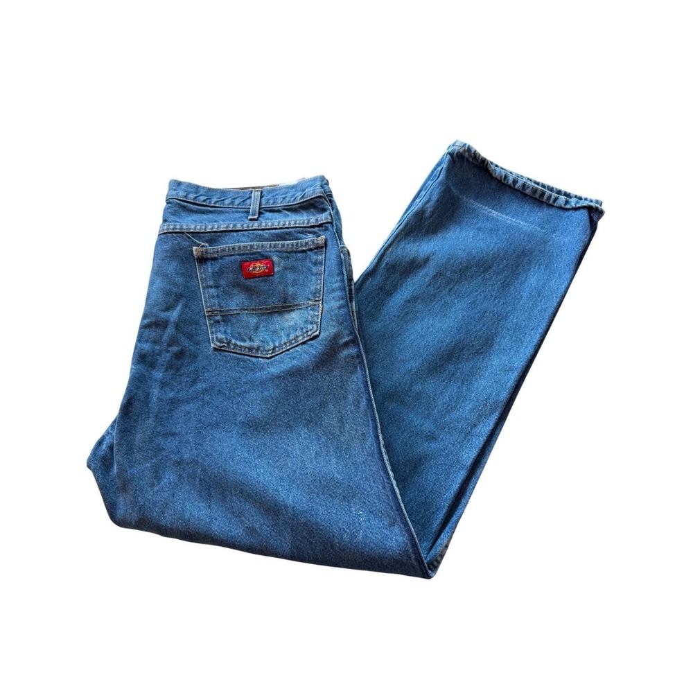 VTG Dickies Jeans Mens Blue Medium Wash 38x32 Straight Leg Workwear Denim VTG